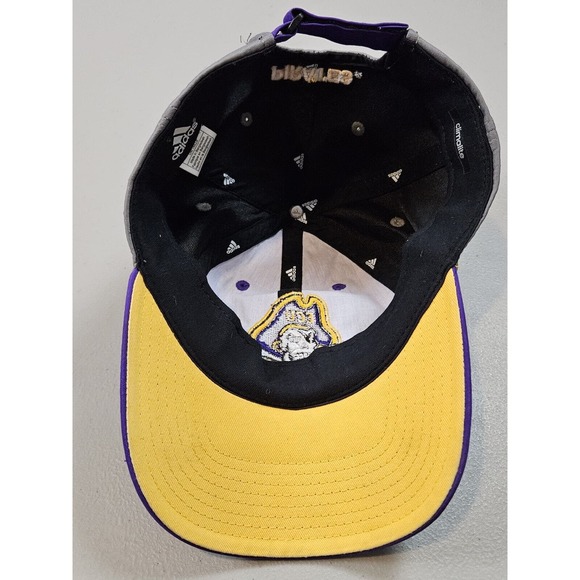 ECU East Carolina Pirates Adidas Strap Back Climalite Hat Cap Purple Gray - Picture 4 of 9